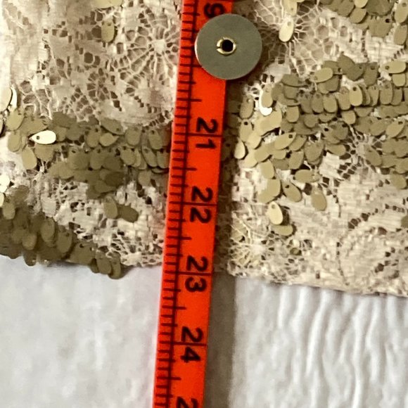 BNWT Tu Women's Cream Beige Sequin Embellished Blouse Size 14 - Picture 5 of 13